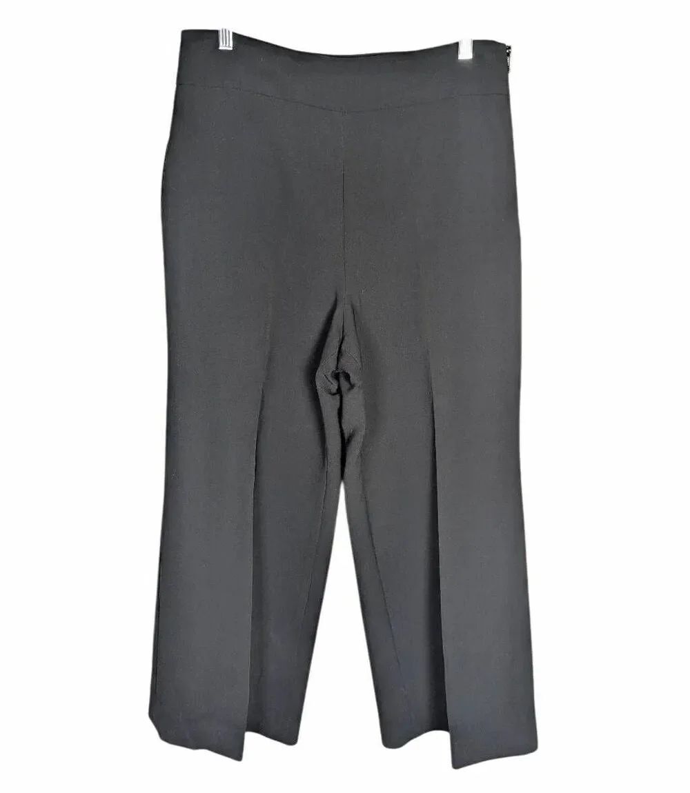 Ann Taylor Black crepe side zip wide leg ankle high rise dress pants womens 10